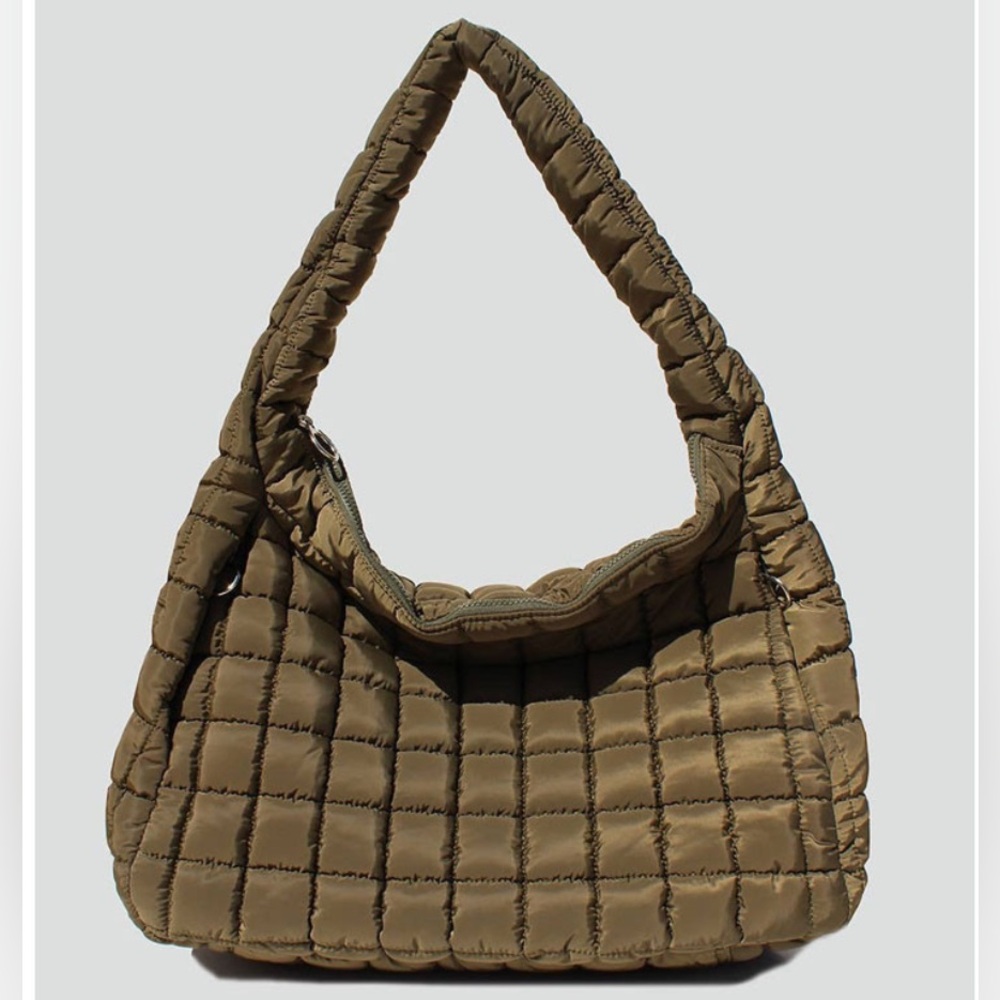 Street Level Cleo Slouchy Puffer Bag in Olive Style# 921443~Excellent Condition